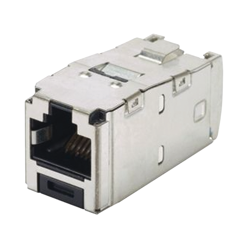 CJS6X88TGY Conector Jack RJ45 Blindado, Estilo TG, Mini-Com, Categoría 6A, de 8 posiciones y 8 cables, Color Negro