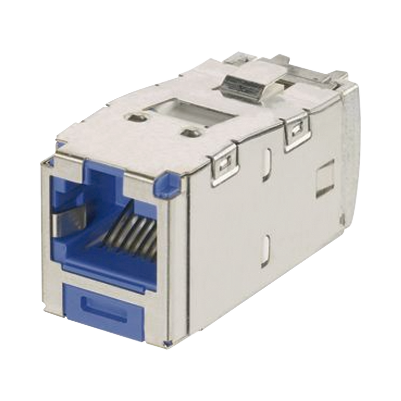 CJSK6X88TGBU Conector Jack RJ45 Blindado, Llaveado Azul, Estilo TG, Mini-Com, Categoría 6A, de 8 posiciones y 8 cables, Color Azul