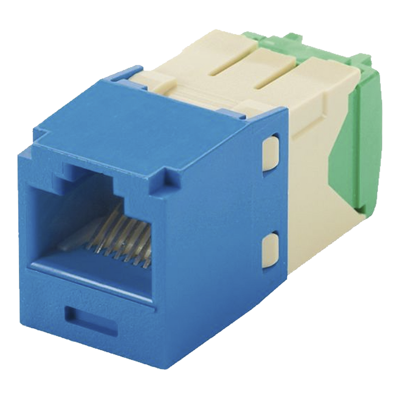 CJT688TGBU Conector Jack RJ45 Estilo TG, Mini-Com, Categoría 6, de 8 posiciones y 8 cables de Calibre 28/30 AWG, Color Azul
