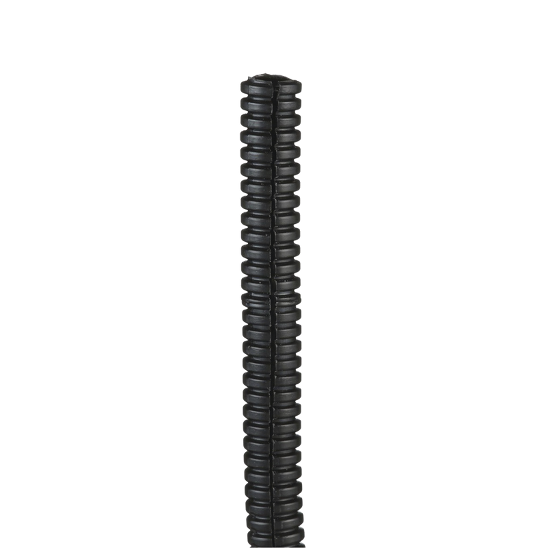 CLT38F-C20 Tubo Corrugado Abierto para Protección de Cables, .38in (9.7 mm) de Diámetro, 30.5 m de Largo, Color Negro