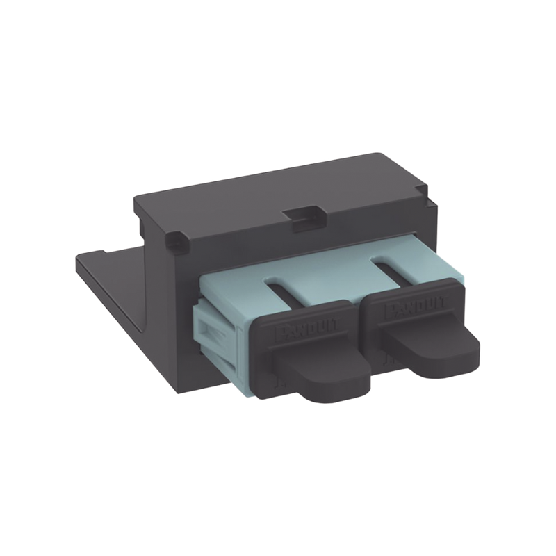 CMDAQSCZBL Módulo Acoplador SC Duplex, para Fibra Óptica Multimodo OM3/OM4, Tipo Mini-Com, Color Aqua