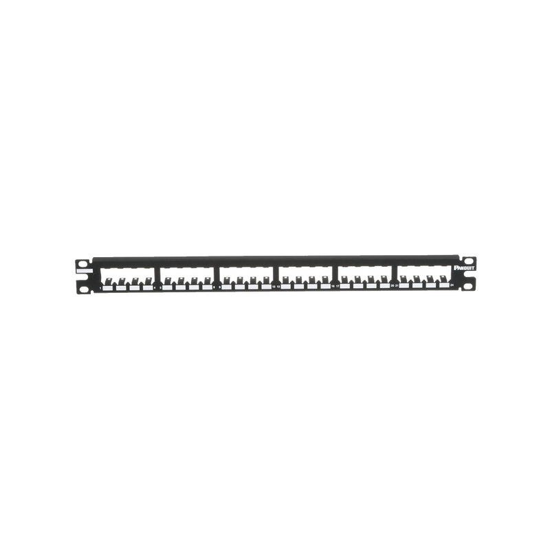 CP24BLY Panel de Parcheo Modular Mini-Com (Sin Conectores), Plano, Totalmente Blindado, de 24 puertos, 1UR