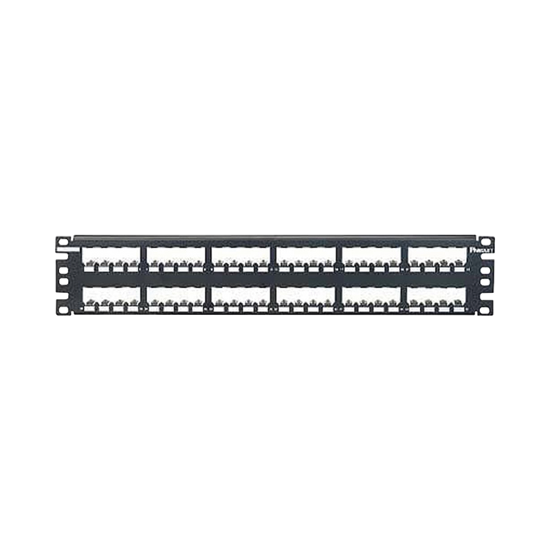 CP48BLY Panel de Parcheo Modular Mini-Com (Sin Conectores), Plano, Totalmente Blindado, de 48 puertos, 2UR