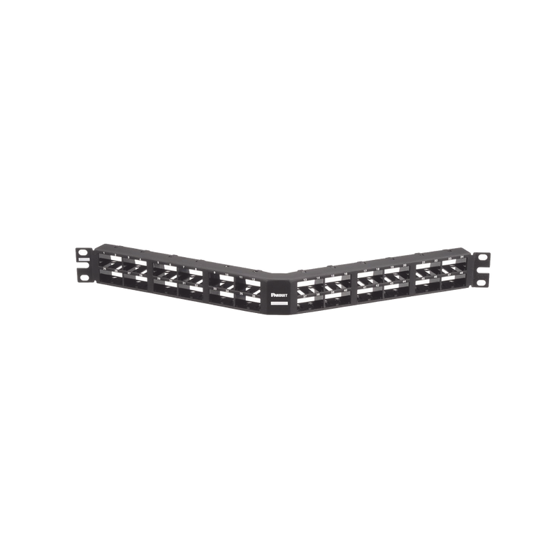 CPPA48HDWBLY Panel de Parcheo Modular Mini-Com (Sin Conectores), Angulado, Sin Blindaje, Alta Densidad, de 48 puertos, 1UR