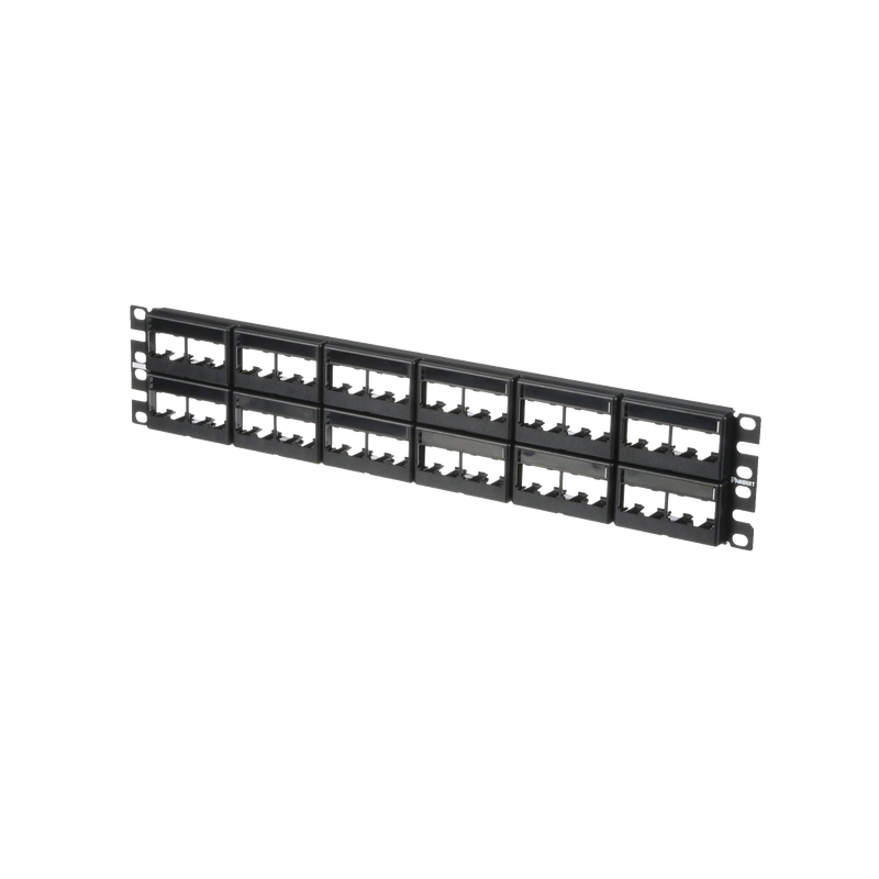 CPPL48WBLY Panel de Parcheo Modular Mini-Com (Sin Conectores), Plano, Sin Blindaje, Con Etiqueta y Cubierta, de 48 puertos, 2UR