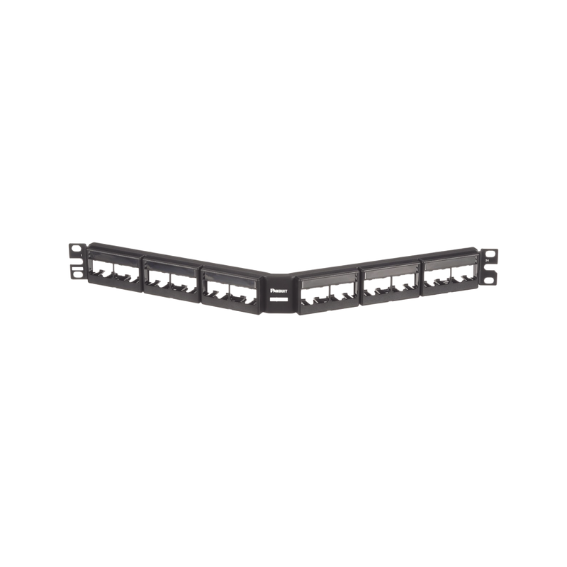 CPPLA24WBLY Panel de Parcheo Modular Mini-Com (Sin Conectores), Angulado, Sin Blindaje, Con Etiqueta y Cubierta, de 24 puertos, 1UR