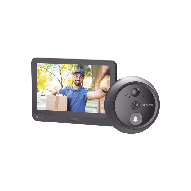 CS-HP4 Videoportero Con Mirilla y Pantalla Wi-Fi de Batería Recargable / Para Instalarse en Puerta / Cámara 1080P / Audio de Dos Vías / Uso en Interior
