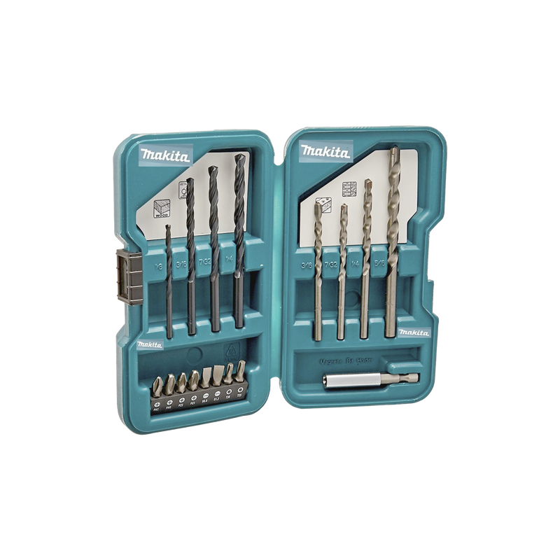 D-45836 Juego de accesorios multipropósito 17 piezas para metal, concreto, madera y puntas para atornillar.