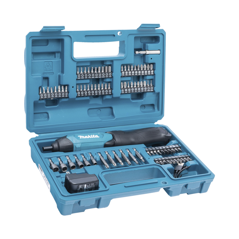 DF-001-DW Atornillador Reversible (Broquero 1/4) de 220 RPM con Cargador USB (Incluye 81 Puntas).