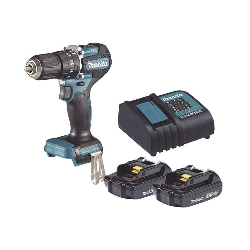 DHP487SYX2 Rotomartillo/Taladro Inalámbrico SIN CARBONES, Broquero de 1/2, 1,700 RPM, 18V, Torque: 42 N.m C/2 Bat. (1.5Ah) y Cargador.