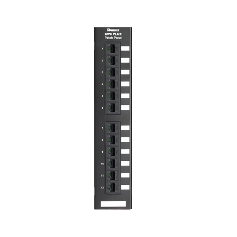DP12688TGY Panel de Parcheo de Impacto 110, Categoría 6, Montaje en Pared Usando Accesorio WB89D, de 12 Puertos