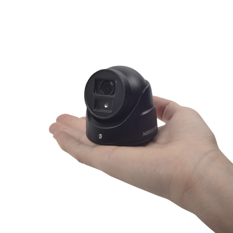 DS-2CE70D0T-ITMF Ultra Mini Turret TURBO 2 Megapixeles (1080p) / Gran Angular / Lente 2.8 mm / 20 mts IR EXIR / Exterior IP67 / 4 Tecnologías (TVI / AHD / CVBS) / dWDR / Color Negro