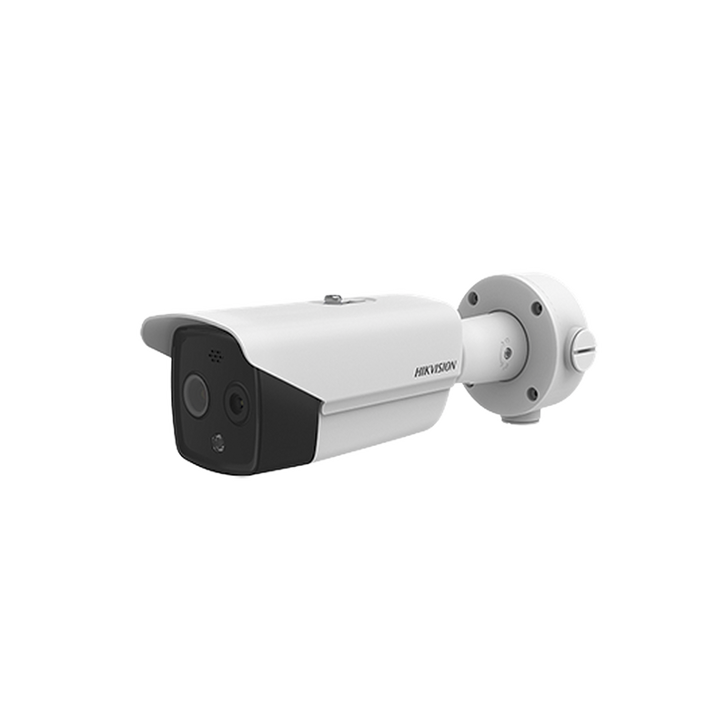 DS-2TD2617-10/QA Bala IP Dual / Térmica 9.7 mm (160 x 120) / Óptico 8 mm (4 Megapixel) / Detección de Personas 285 Mts / 40 mts IR / Exterior IP67 / PoE / Termométrica / Detección de Temperatura (Fuego) / Sirena y Luz / Micro SD 32 GB In