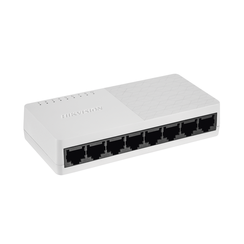 DS-3E0108D-O Switch No Administrable de Escritorio de 8 Puertos / Fast Ethernet  10 / 100 Mbps / Diseño Compacto y Estetico