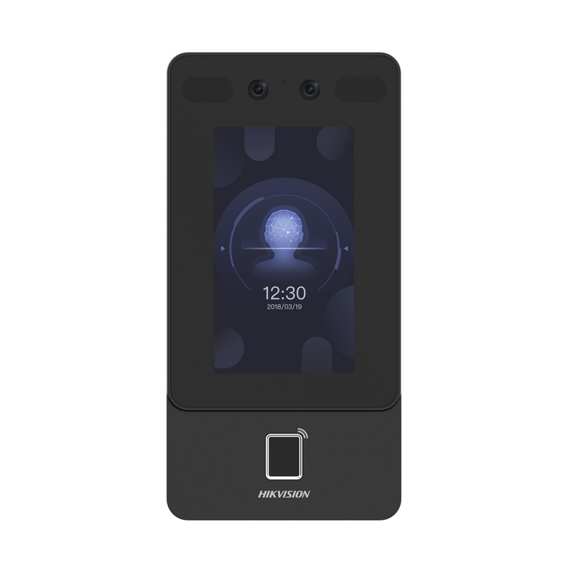 Terminal Min Moe PoE & WiFi de Reconocimiento Facial y Huella con Lector PROX EM / Exterior IP65  / Hasta 1.5 mts en Lectura de Rostro / Soporta P2P / 1,500 Rostros / 3,000 Huellas / Salida 12 Vcd para Chapa / PoE / SIP Estandar / HIK-IA