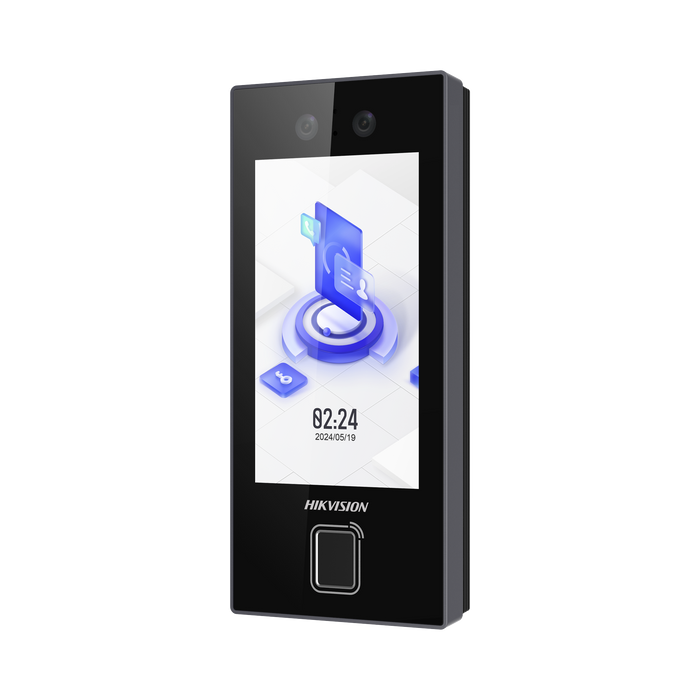 Terminal Facial Min Moe con LECTOR DE HUELLAS y Tarjetas MIFARE / 3000 Rostros / 3000 Huellas / Pantalla 4.5 / Administrable en la Nube con Hik-Connect Teams / Exterior IP65 / PoE / WiFi / HIK-IA