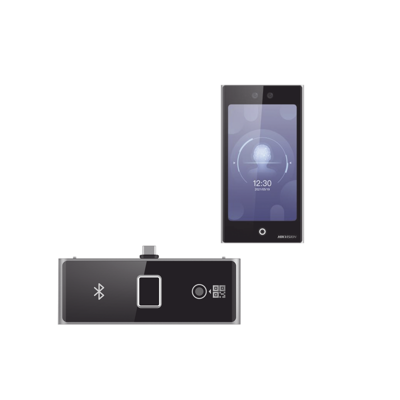 DS-K1T673DWX/K Terminal Facial Min Moe WiFi con pantalla de 7 y Lector de Huellas, Códigos QR y Bluetooth /  Exterior IP65 / 10,000 rostros y 50,000 tarjetas / Soporta módulo lector de Huella, QR y Bluetooth / HIK-IA