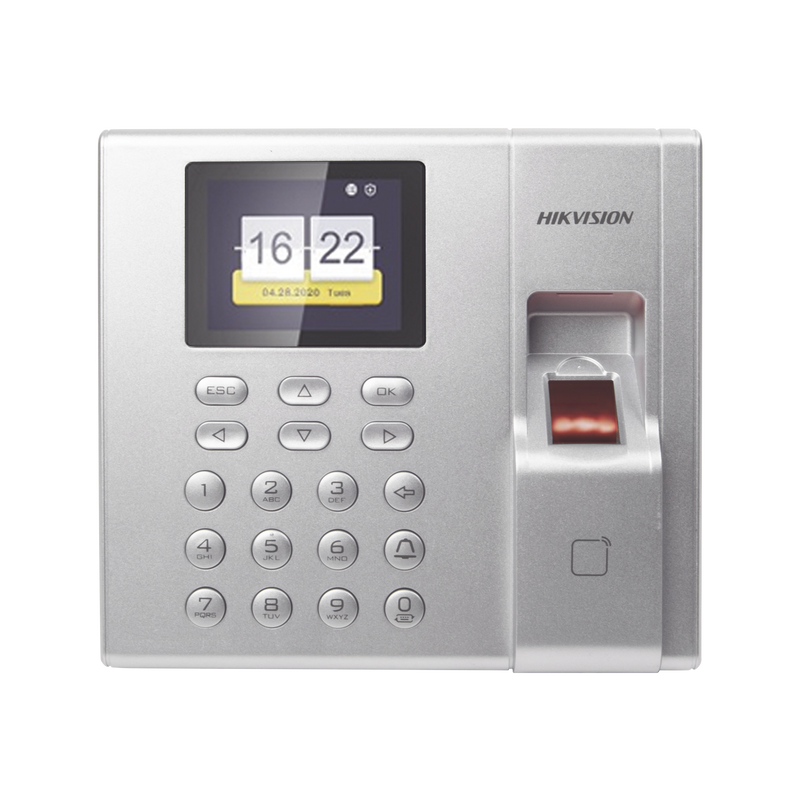 DS-K1T8003EF Terminal de Control de Acceso y Asistencia compatible con APP Hik-Connect (P2P) / Lectura de Huella y de Tarjetas EM / Soporta hasta 1000 Huellas / Relevador para Chapa / Software iVMS4200