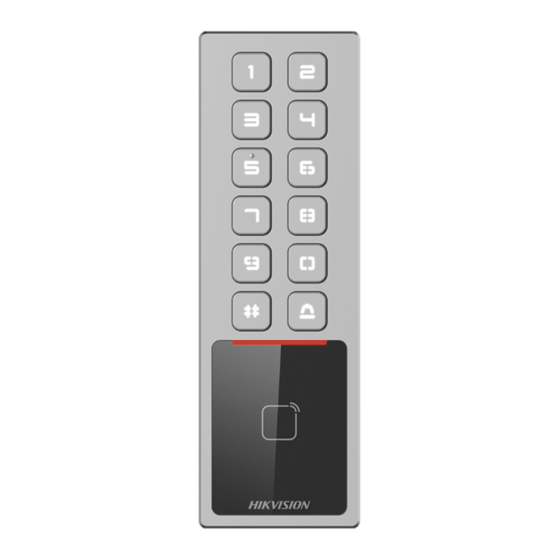 DS-K1T805MX Teclado Exterior Antivandálico IP65 & IK08 / Administrable en la Nube / Alta y Baja de Passwords Remotamente con Horarios / Acceso por PIN o Tarjeta MIFARE