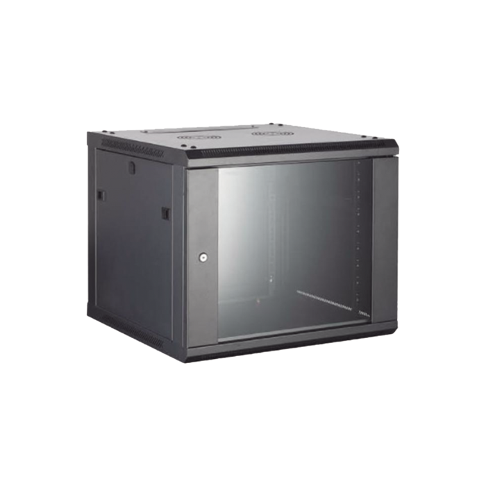 Gabinete para Montaje en Pared - Piso / Puerta de Cristal Templado / Cuerpo Fijo / 4 Unidades de Rack / 19 / Fabricado en Acero