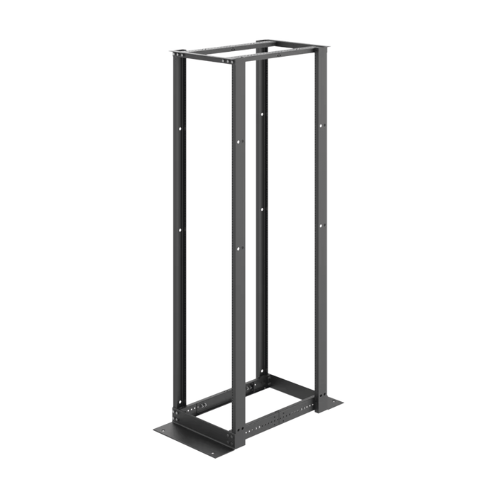 Rack de Cuatro Postes Estándar de 19, Rieles Numerados y Roscados #12-24, Profundidad Ajustable de 450 a 1050 mm, 45 Unidades de Rack, Color Negro