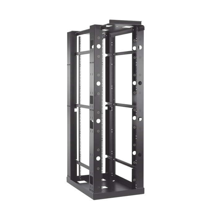 Rack de 4 Postes Sísmico, Estándar de 19 in, Rieles Con Orificio Para Tuerca Enjaulada, Fabricado en Acero, 45 Unidades de Rack, Color Negro