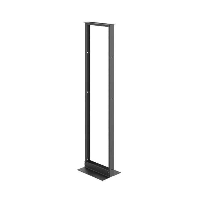 Rack de Dos Postes Estándar de 19 in, Rieles Numerados y Roscados #12-24, Fabricado en Aluminio, 45 Unidades de Rack, Color Negro