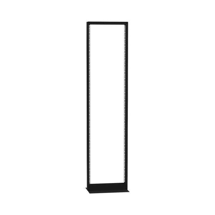 Rack de 2 Postes (Doble Perforación), Estándar 19, 45 Unidades, Fabricado en Acero, Base L para Anclar a Piso.