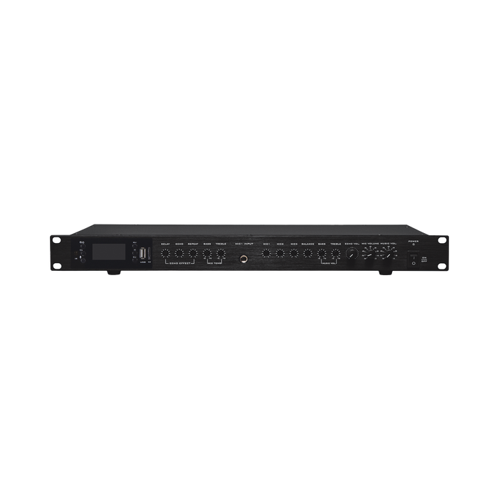 Amplificador de Audio | 2 x 60W | Baja Impedancia 4 - 8? | Reproductor Bluetooth, USB, SD | Efectos Integrados Delay, Echo, Repeat