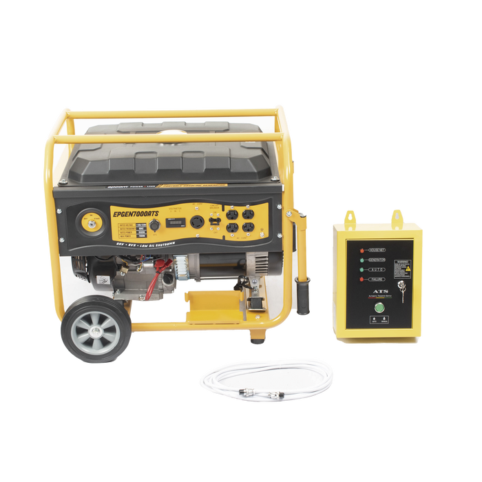 Generador a Gasolina / Planta de Emergencia con Encendido Automático, 6.5KW, 220Vac 2 Fases, Jaula con Ruedas para Fácil Traslado