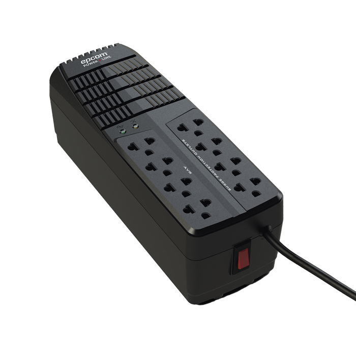 Regulador de Voltaje 1000 VA-500 W / 4 Contactos con AVR / 4 Contactos con Supresor de Picos / Protección RJ11