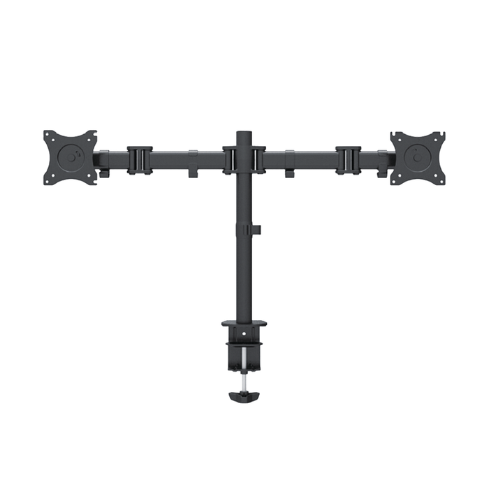 Montaje de Escritorio articulado para 2 monitores de 13 a 27 / Soporta hasta 10 kg / Vesa 75 x 75 / 100 x 100 / Acero / Giro: 360°