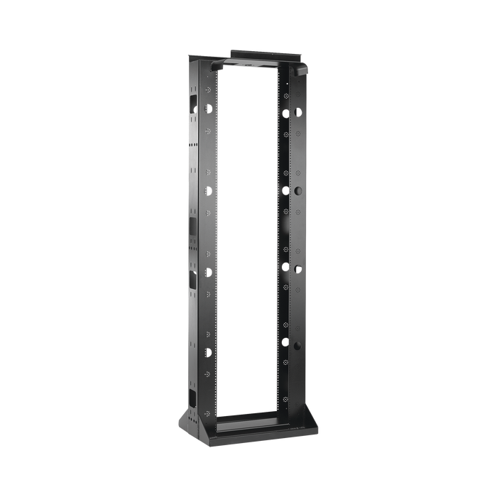 Rack de 2 Postes Sísmico, Estándar de 19 in, Rieles Numerados y Roscados #12-24, Fabricado en Acero, 45 Unidades de Rack, Color Negro