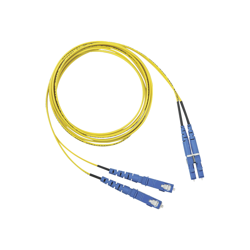 F92ERLNSNSNM001 Jumper de Fibra Optica Monomodo 9/125 OS2, LC-SC Duplex, OFNR (Riser), Color Amarillo, 1 Metro