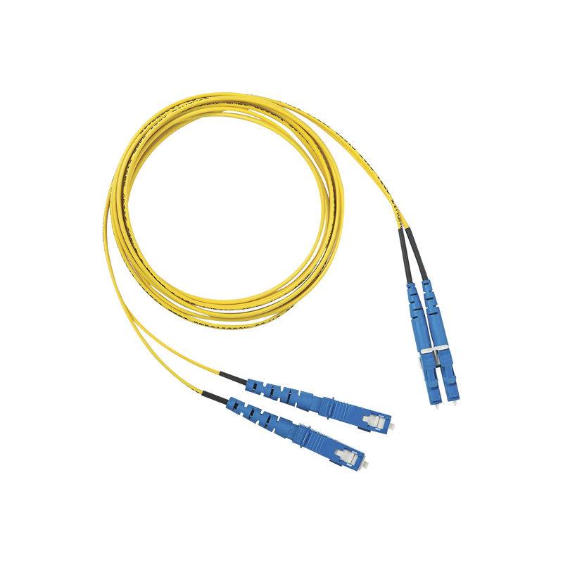 F92ERLNSNSNM003 Jumper de Fibra Optica Monomodo 9/125 OS2, LC-SC Duplex, OFNR (Riser), Color Amarillo, 3 Metros