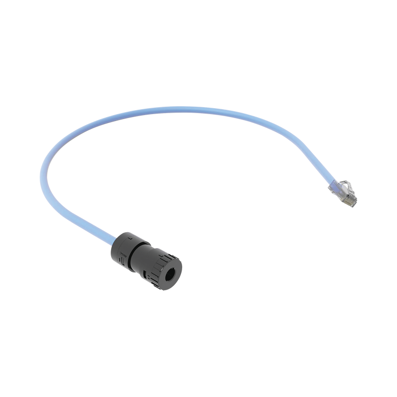 FC-ICCP0.5MBU Cable de Conexión en Campo Jack a Plug RJ45, Categoría 6A, CMP (Plenum), 0.5 Metros, Color Azul