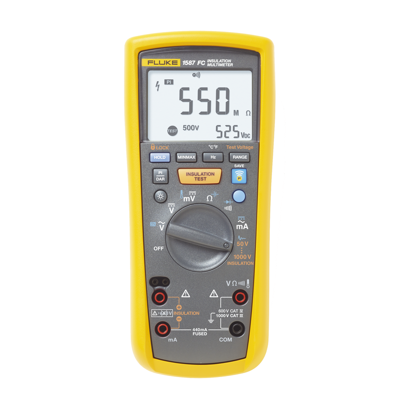 FLUKE-1587FC/MXBR Multímetro de Aislamiento 0.01 M? - 2G? . Prueba de 50V - 1000V. Compatible con FLUKE CONNECT