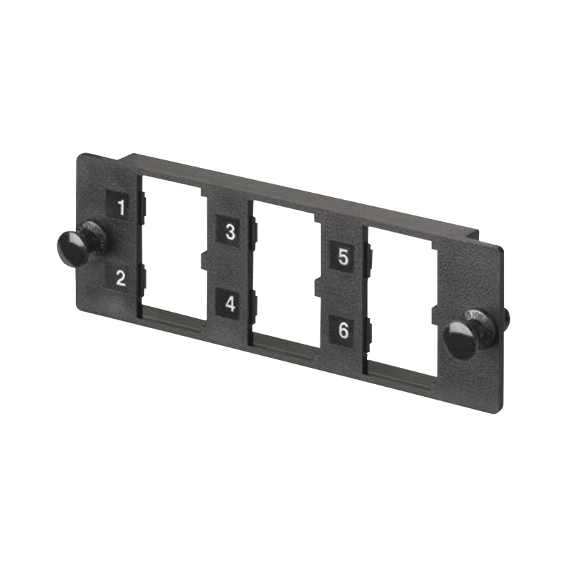 FMP6 Placa Modular FAP de 6 Puertos Mini-Com, Acepta Módulos de Fibra Óptica, Cobre o Audio y Video, Color Negro