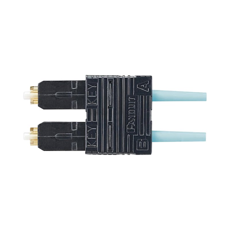 Conector de Fibra Óptica SC Duplex OptiCam, Multimodo 50/125 OM3/OM4, Pre-pulido, Color Aqua