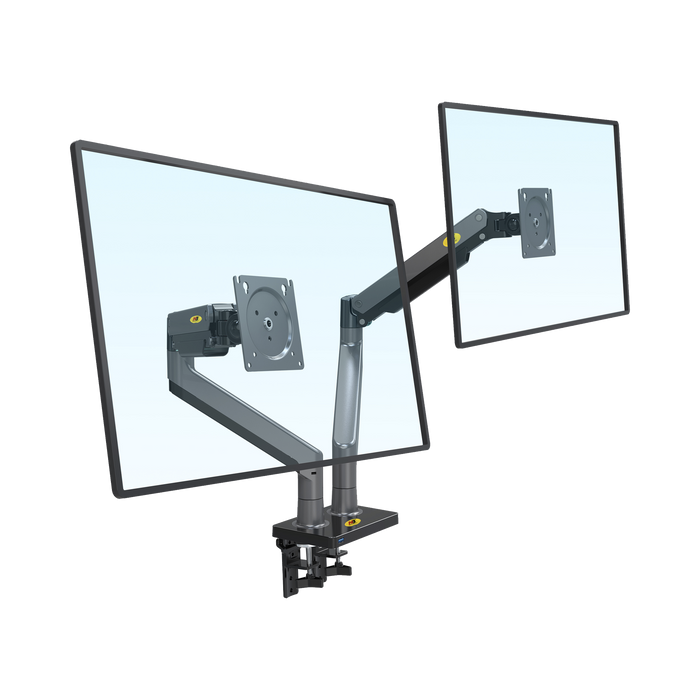 Montaje de Escritorio articulado para 2 monitores de 22-32 / Soporta hasta 15 kg x brazo / Vesa 75 x 75 / 100 x 100 / Acero / Giro: 360°