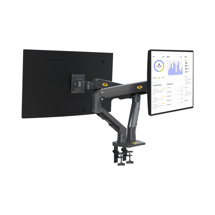 Montaje de Escritorio articulado para 2 monitores de 27-34 / Soporta hasta 16 kg por brazo/ Vesa 75 x 75 / 100 x 100 / Acero / Giro: 360°