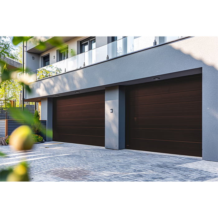 Puerta de Garage D / Alta calidad / 20x7 pies / 1 3/4 Aislante Termico / Estilo Americana / Imitacion Madera / BLACK WALNUT .
