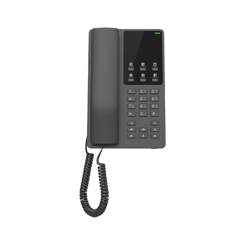 GHP621W Teléfono IP Hotelero Wi-Fi, 2 líneas SIP con 2 cuentas, codec Opus, IPV4/IPV6, color negro, con gestión en la nube GDMS