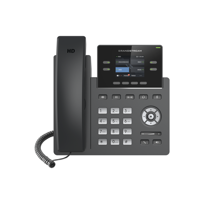 Teléfono IP Grado Operador, 4 líneas SIP con 2 cuentas, pantalla a color 2.4, codec Opus, IPV4/IPV6 con gestión en la nube GDMS