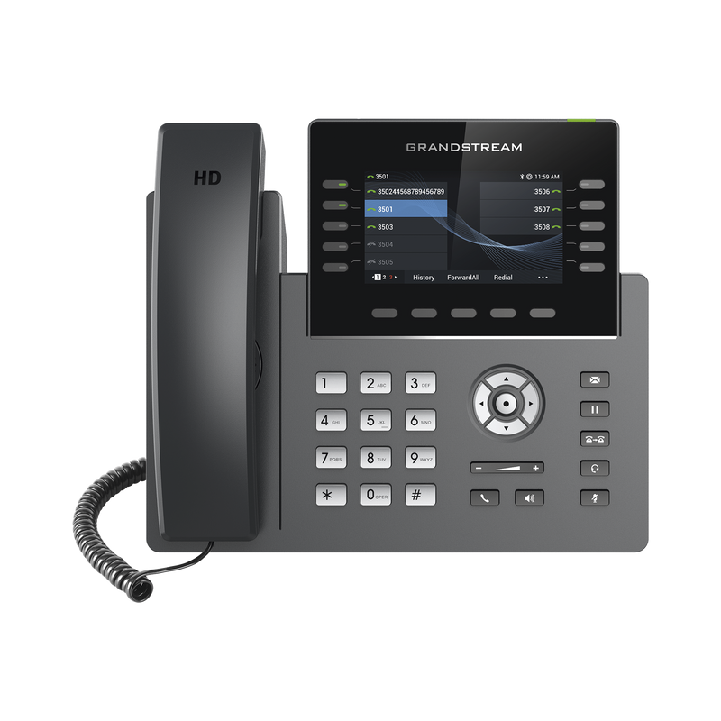GRP-2615 Teléfono IP Wi-Fi, Grado Operador, 10 líneas SIP con 5 cuentas, pantalla a color 4.3, puertos Gigabit, Bluetooth, PoE, codec Opus, IPV4/IPV6 con gestión en la nube GDMS