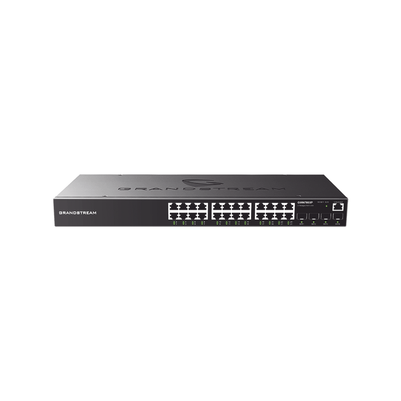 GWN7803P Switch Gigabit PoE+ Administrable / 24 puertos 10/100/1000 Mbps + 4 Puertos SFP Uplink / Hasta 360W / Compatible con GWN Cloud.