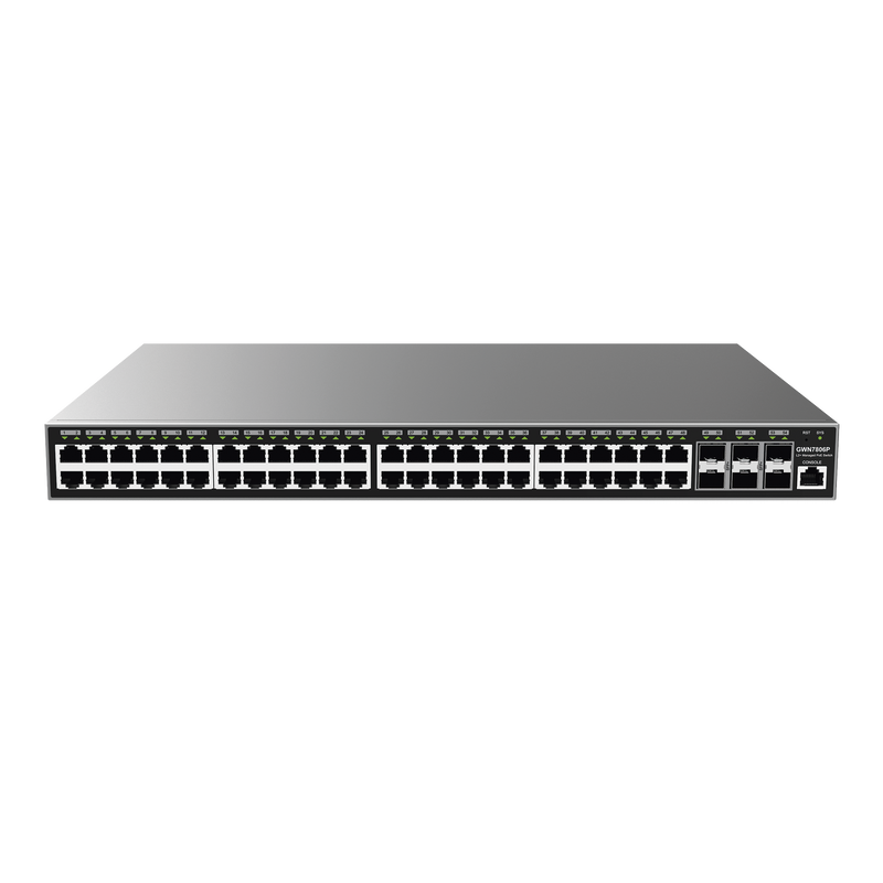GWN7806P Switch Gigabit PoE+ Administrable / 48 puertos 10/100/1000 Mbps + 6 Puertos SFP+ / Hasta 400W / Compatible con GWN Cloud.