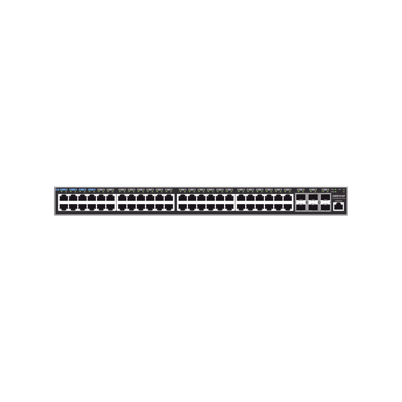 GWN7816P Switch Capa 3 PoE+ Administrable / 48 puertos 10/100/1000 Mbps + 6 Puertos SFP+ de 10 Gigabits / Hasta 740W / Compatible con GWN Cloud.