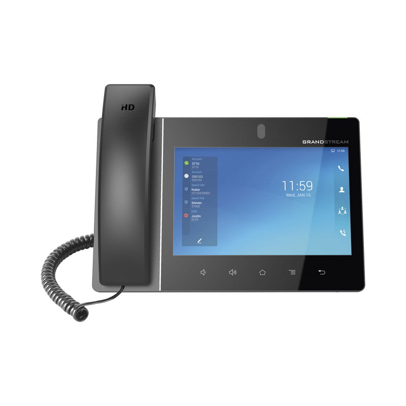 Teléfono IP Android 11, 16 líneas SIP con 16 cuentas, pantalla táctil  8, puertos Gigabit, Wi-Fi, Bluetooth, PoE, codec Opus, IPV4/IPV6 con gestión en la nube GDMS