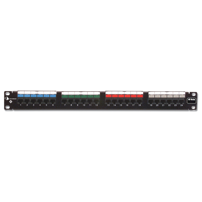 Patch Panel UTP HD6 de 24 puertos, Precargado con Jacks Categoría 6, Plano, 1UR